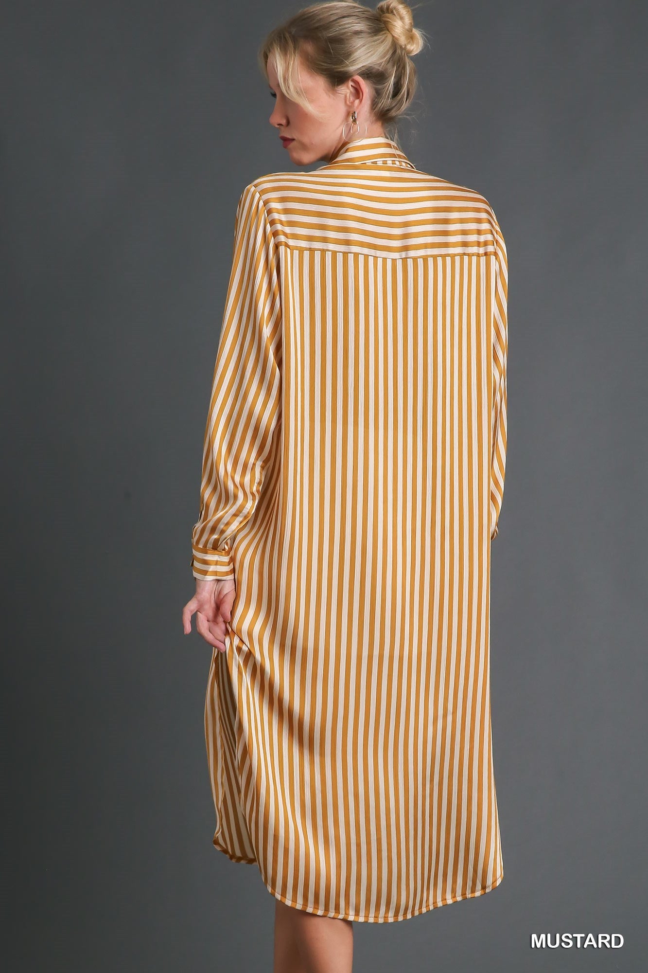Button Down Mustard Stripe Dress (REG)