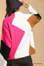 Hot Pink Color Block Sweater