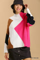 Hot Pink Color Block Sweater