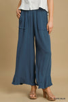 Frayed Linen Pants in Slate Blue (REG)