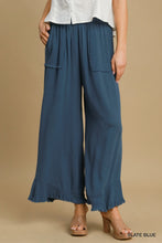 Frayed Linen Pants in Slate Blue (REG)
