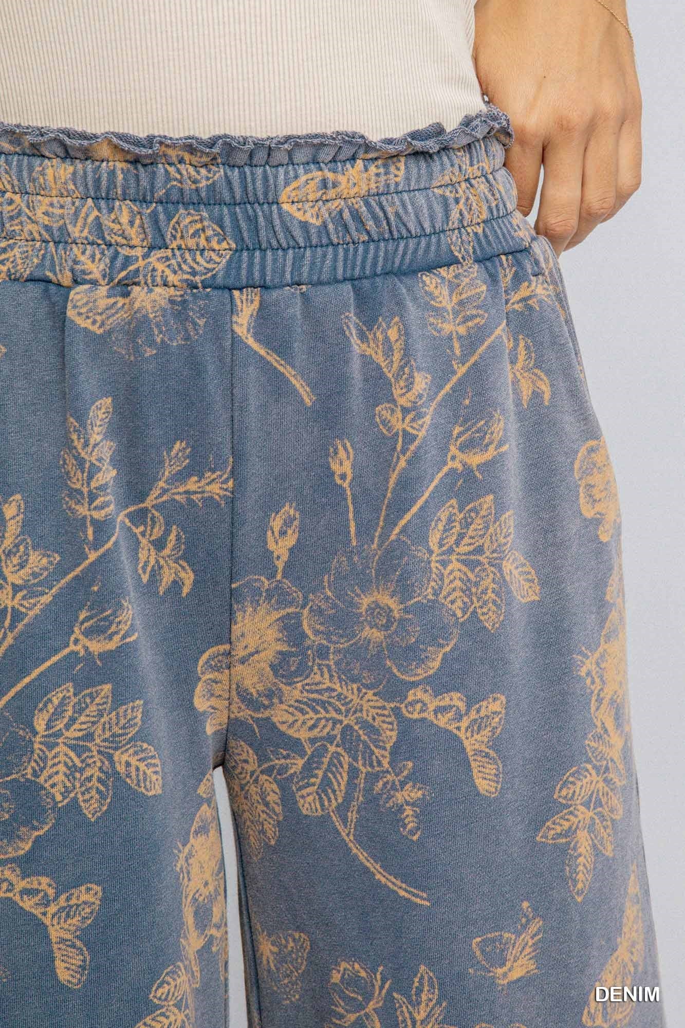 Floral Print Terry Pants (REG/PLUS)