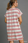 Striped Peace Dress in LT Mauve (REG)
