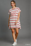 Striped Peace Dress in LT Mauve (REG)