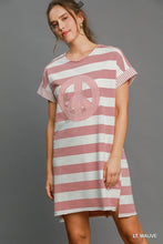 Striped Peace Dress in LT Mauve (REG)