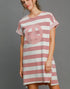 Striped Peace Dress in LT Mauve (REG)