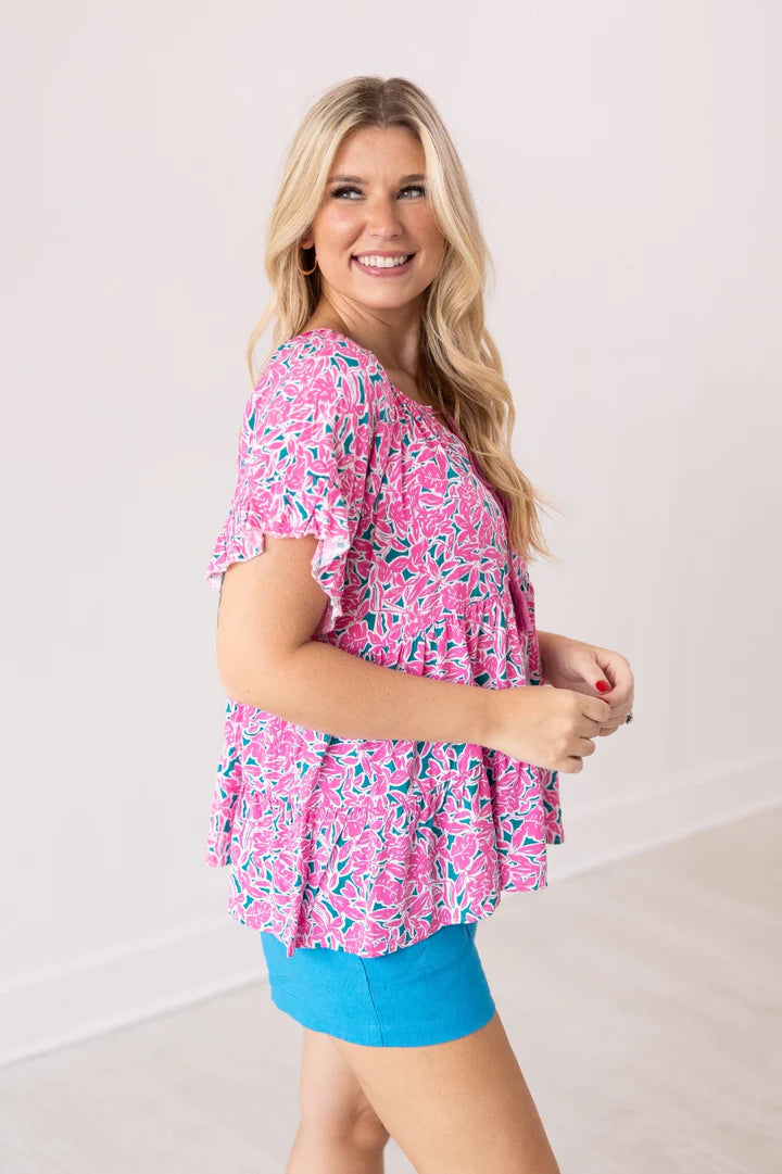 Floral Tassel Babydoll Top (REG/PLUS)