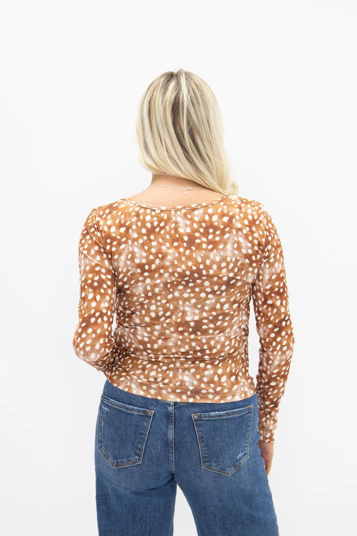 Fitted Deer Square Neck Top (REG)
