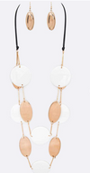 Mix Media Resin Disk Layer Long Necklace Set