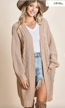 TWIST KNITTED OPEN FRONT CARDIGAN WITH POCKETS
