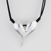Silver Brushed Heart Necklace