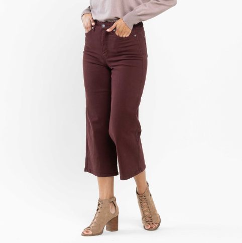 The Ox Blood Tummy Control Crop Jeans