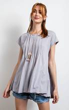 Pintuck Top in Grey (REG)