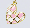 Pink Plaid Heart Charm