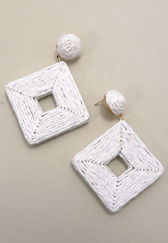 Raffia Square Drop Earrings