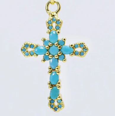 Turquoise Trinity Cross Charm