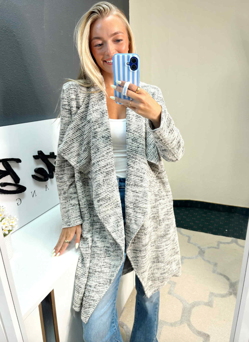 Heathered Open Front Cardigan (REG/PLUS)