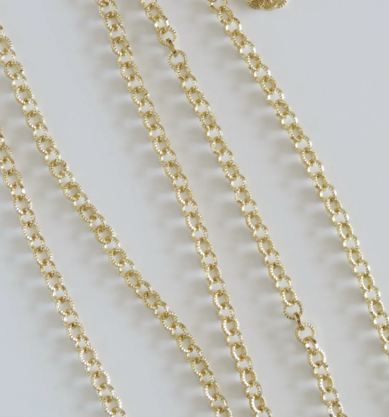 14K 22'' Gold Plated Round Cable Links Necklace
