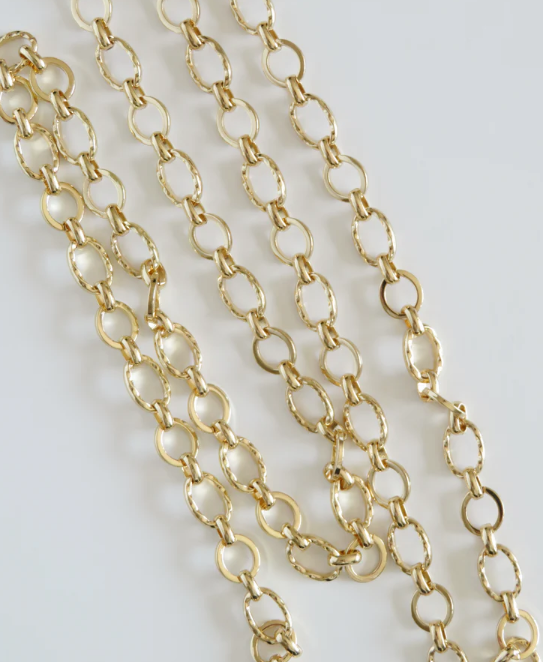 14K Textured Oval Link Necklace