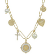 Coin and Pearl Charm Necklace