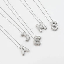 Silver Blinged Out Balloon Initial Necklace