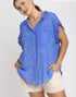 Good Day Button Down Top in Orchid Blue (PLUS)