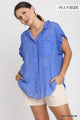 Good Day Button Down Top in Orchid Blue (PLUS)