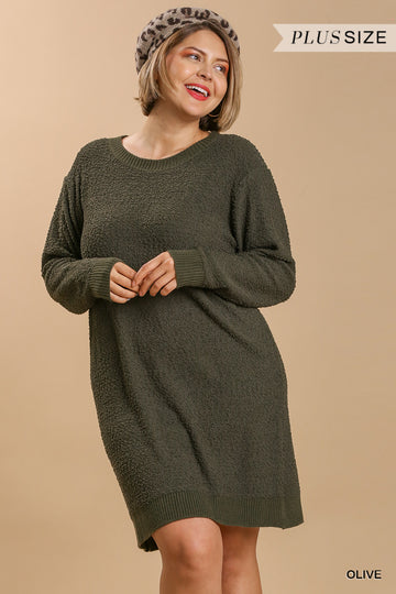 Soft and Sweet Sweater Dress in Olive