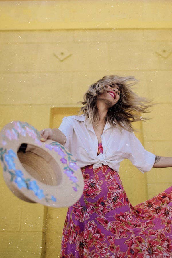 Floral Embroidered Straw Hat