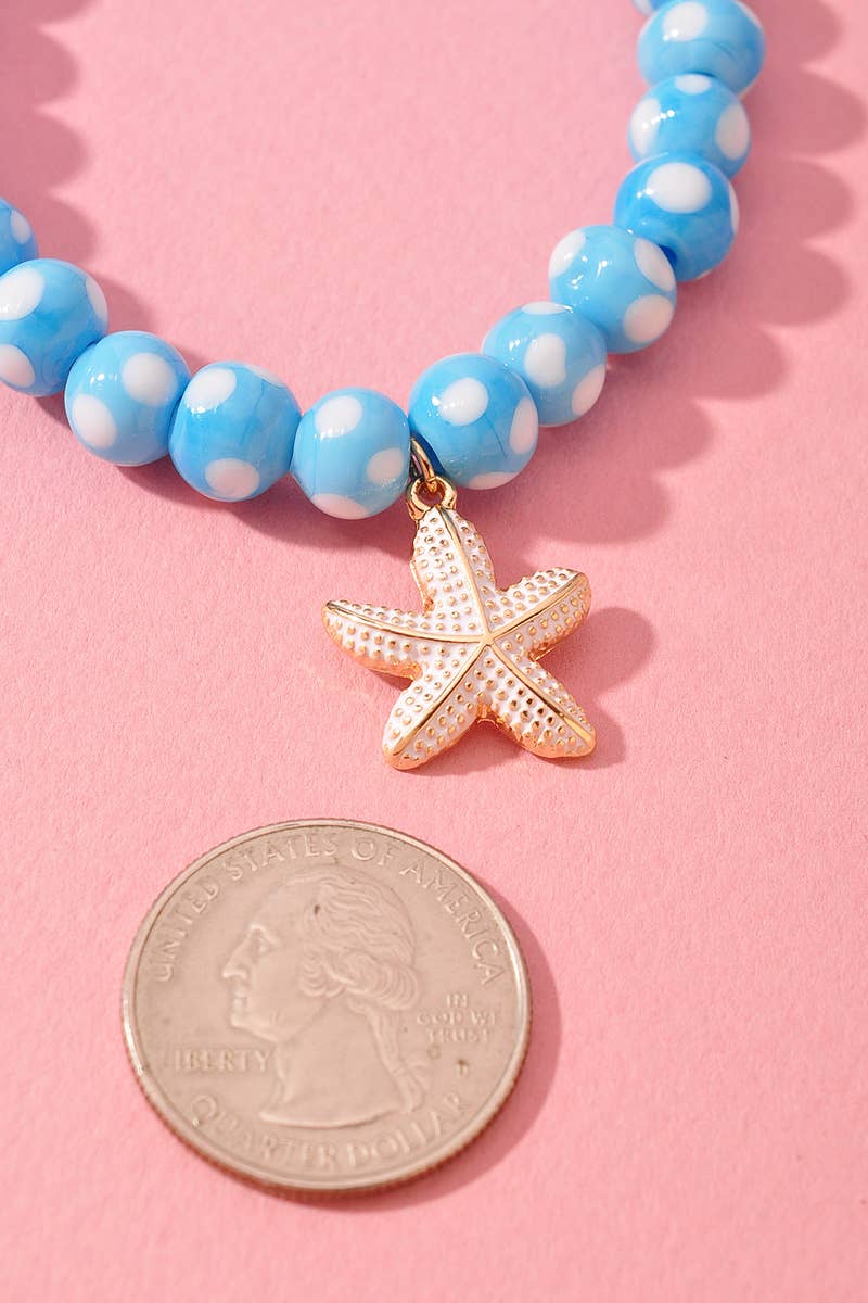 Blue Polka Dot Starfish Bracelet