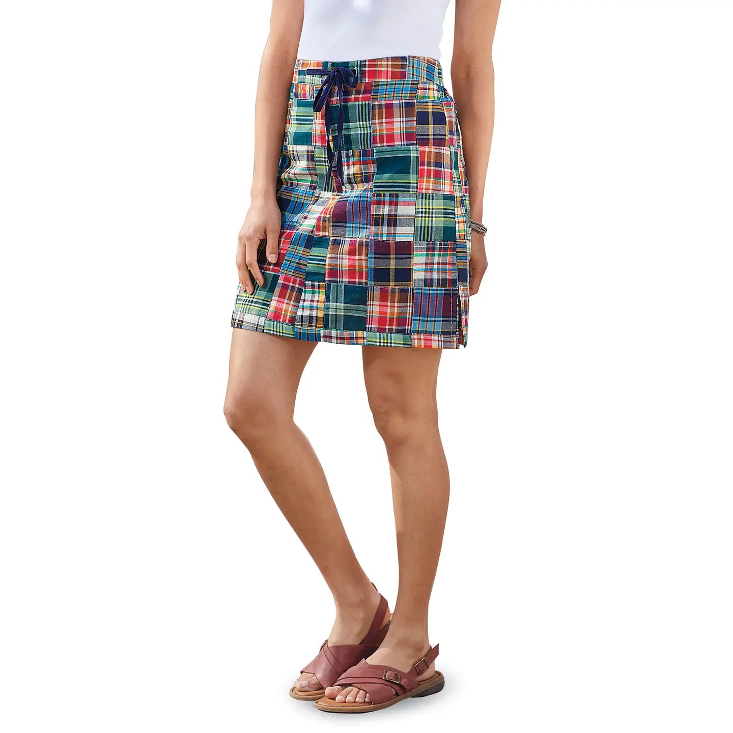 Mixed Plaid Madras Skort