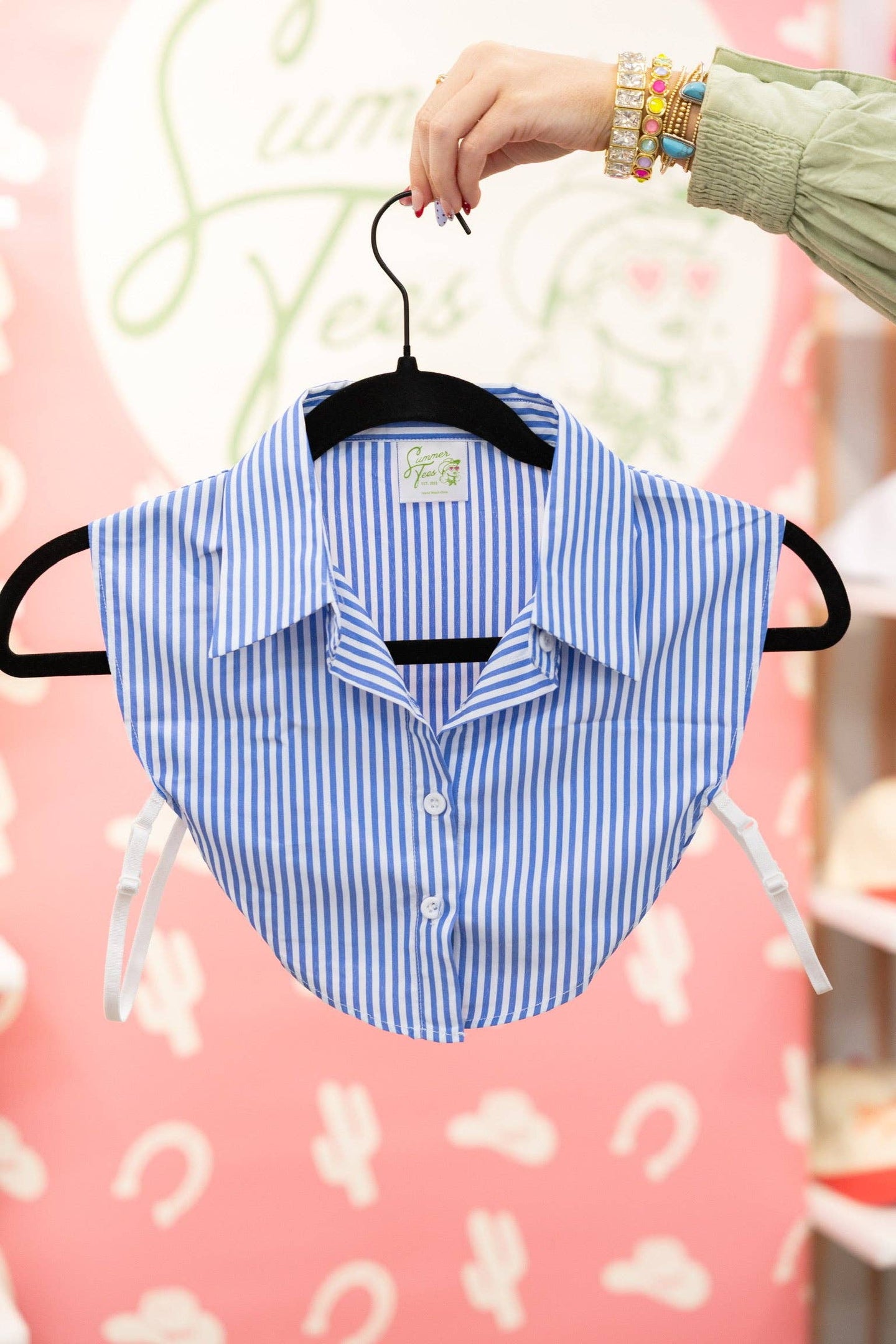 Blue Striped Dickey Collar