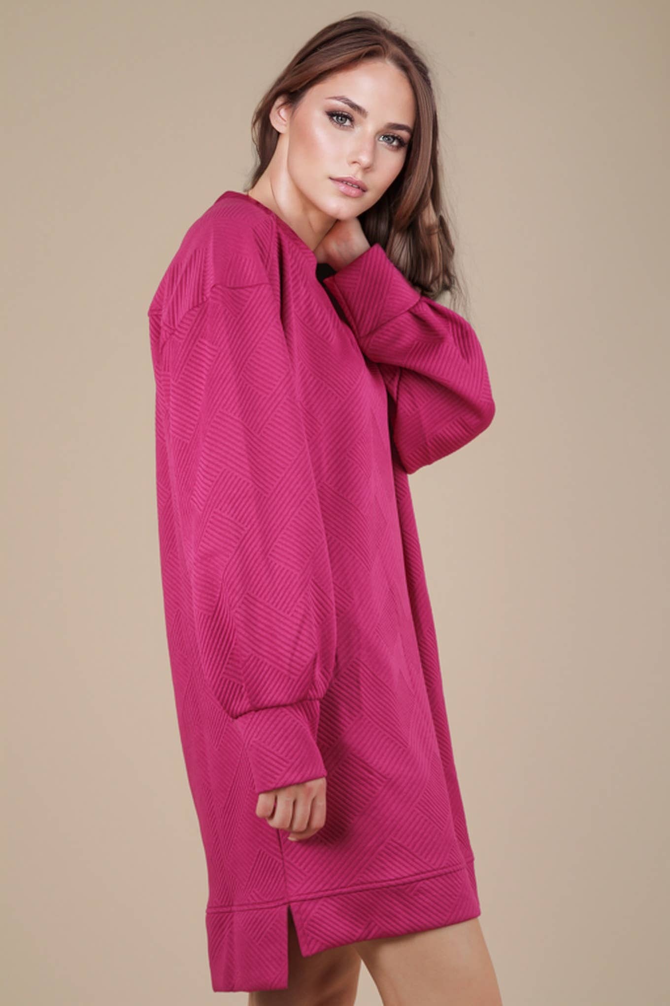 Magenta Mini Sweatshirt Dress (REG)