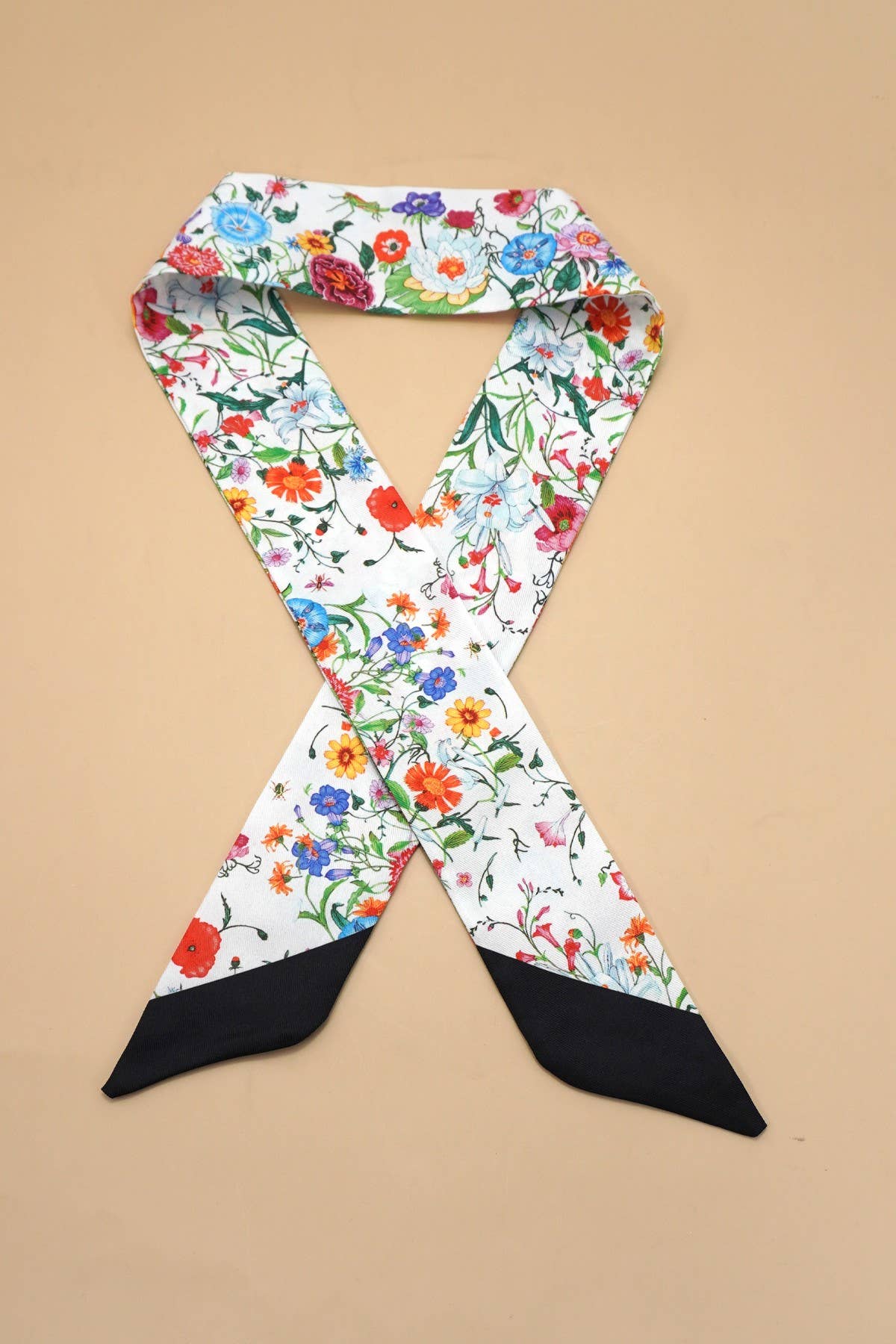 Silky Floral Twilly Scarf