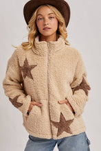 Star Shaped Teddy Sherpa Jacket in Beige (REG)