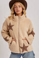 Star Shaped Teddy Sherpa Jacket in Beige (REG)