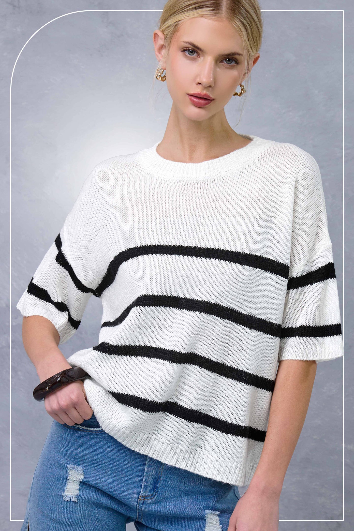 Cookies n Cream Boxy Striped Sweater (REG)