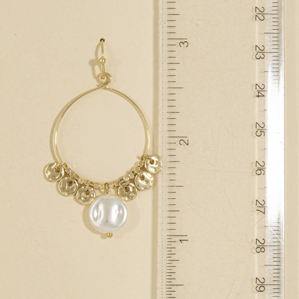 Pearl And Disc Charmed Hoop Earrings