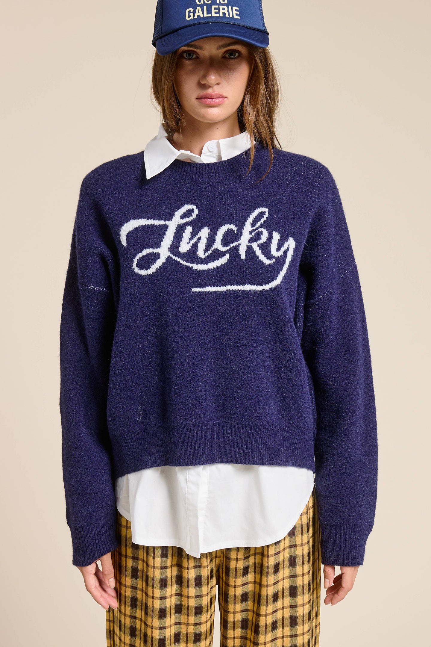 Lucky Graphic Sweater in Navy (REG)