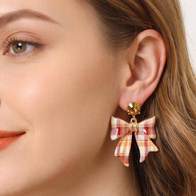 Plaid Bow Drop Earrings