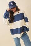Contrast Panel Slouchy Top in Navy (REG)