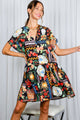 Black Multi Print Mini Dress (REG)
