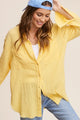 Crinkle Gauze Button Top in Lemon (REG)