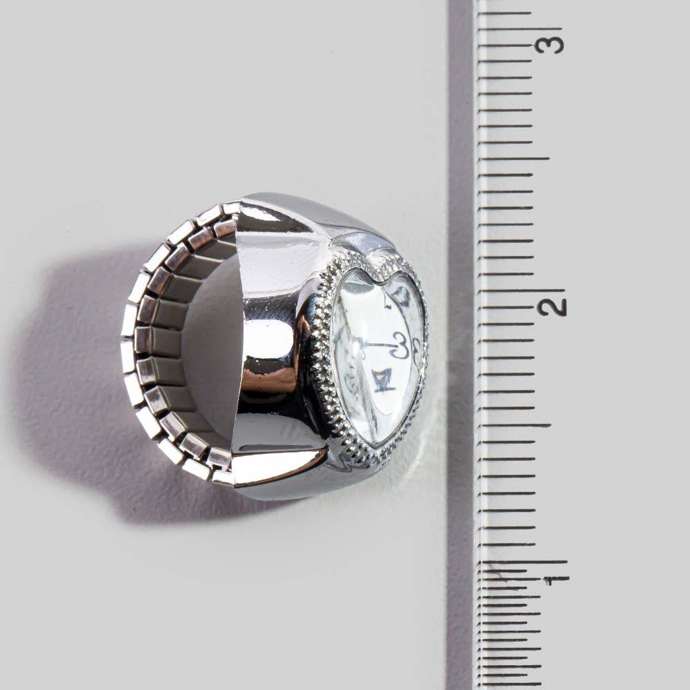 Stainless Steel Heart Ring Watch