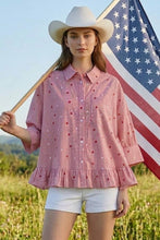 Red Striped Ruffled Top w/ Stars (REG)
