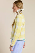 Plaid Cardigan w/ Heart Buttons in Lemon (REG)