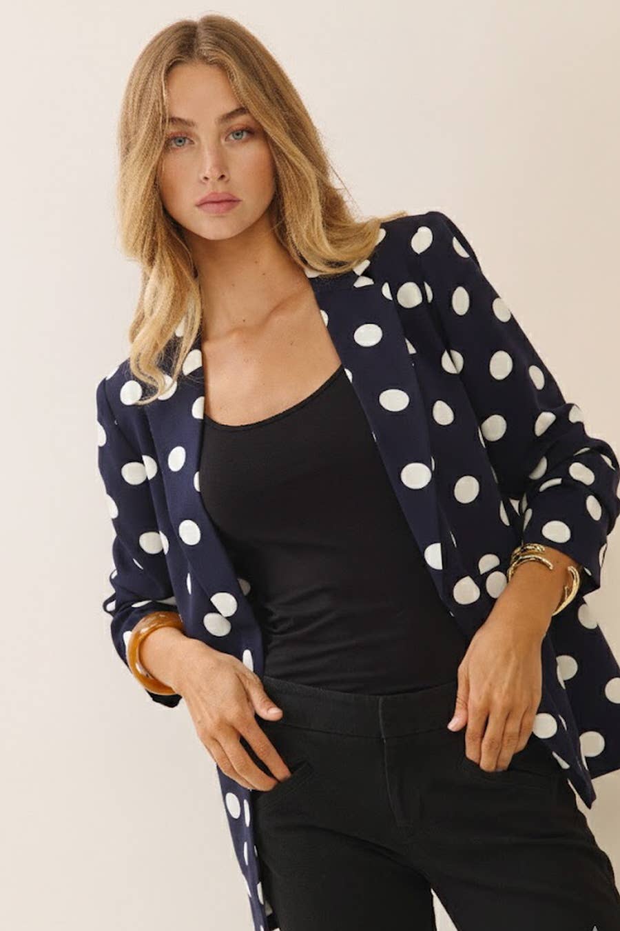 Navy Polka Dot Blazer (REG)
