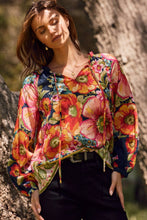 Bold Floral Blouse Top in Navy (REG)