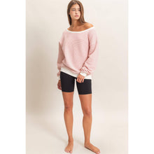 Red Striped Off The Shoulder Sweatshirt (REG)