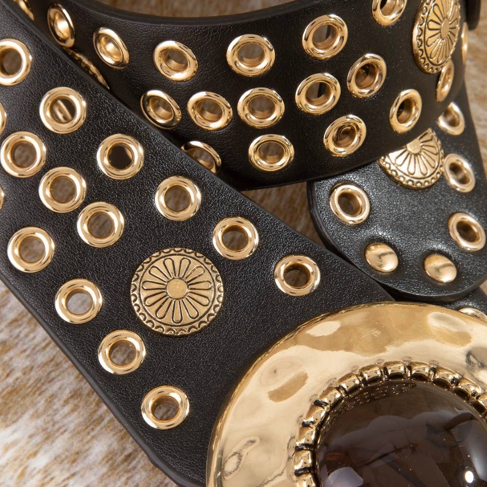 Hammered Circle Studded Belt
